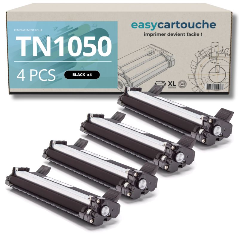 Pack de 4 toners compatibles BROTHER TN-1050 negro
